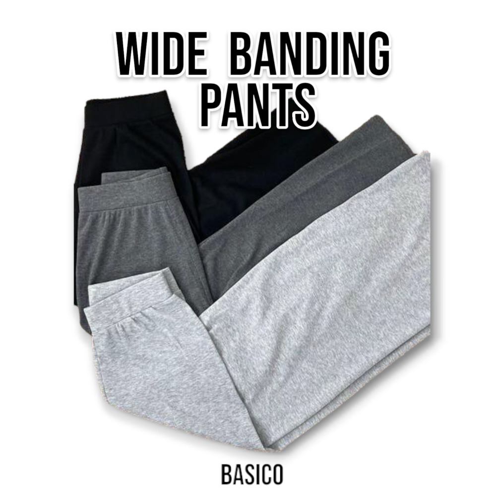 [Special Price] Wide Fit Simple Banded Waist Pants