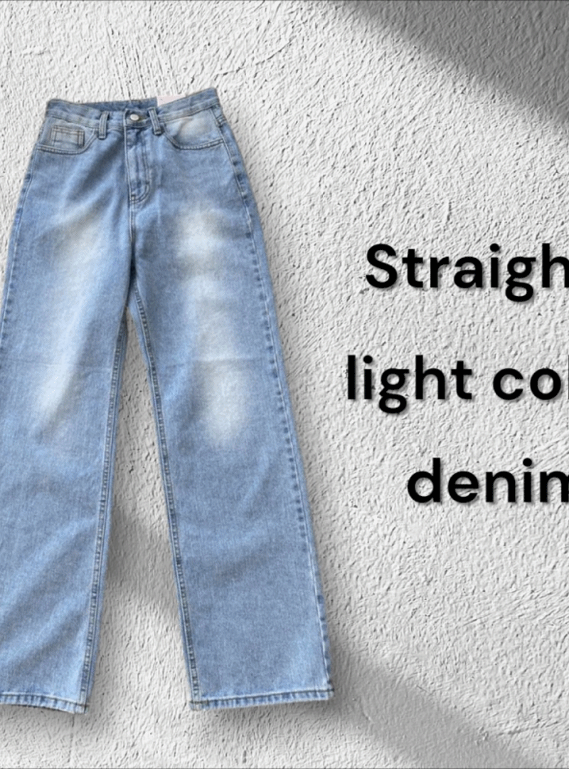 Straight wide light denim jeans