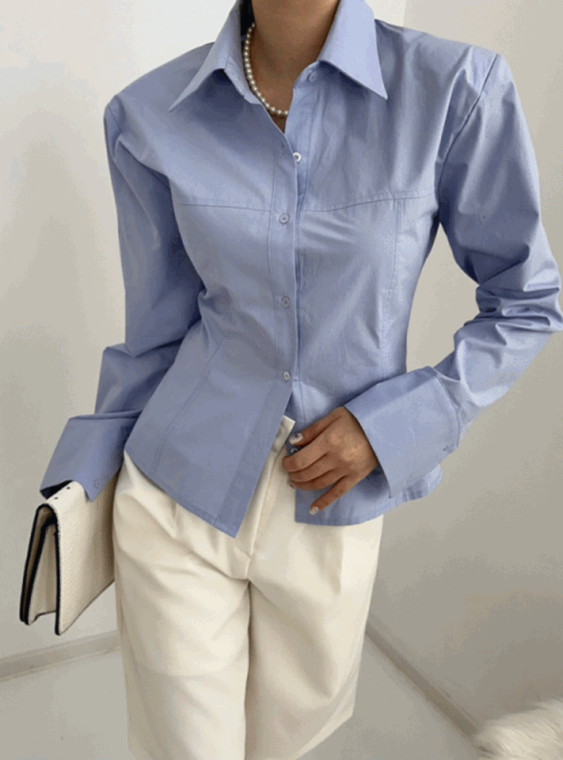 slim line pad cotton collar shirt