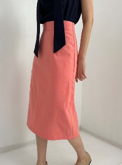 Vivid linen H-long skirt